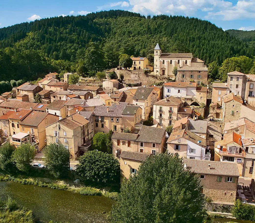 Виноградники и лагуна Лангедока, вид Мез